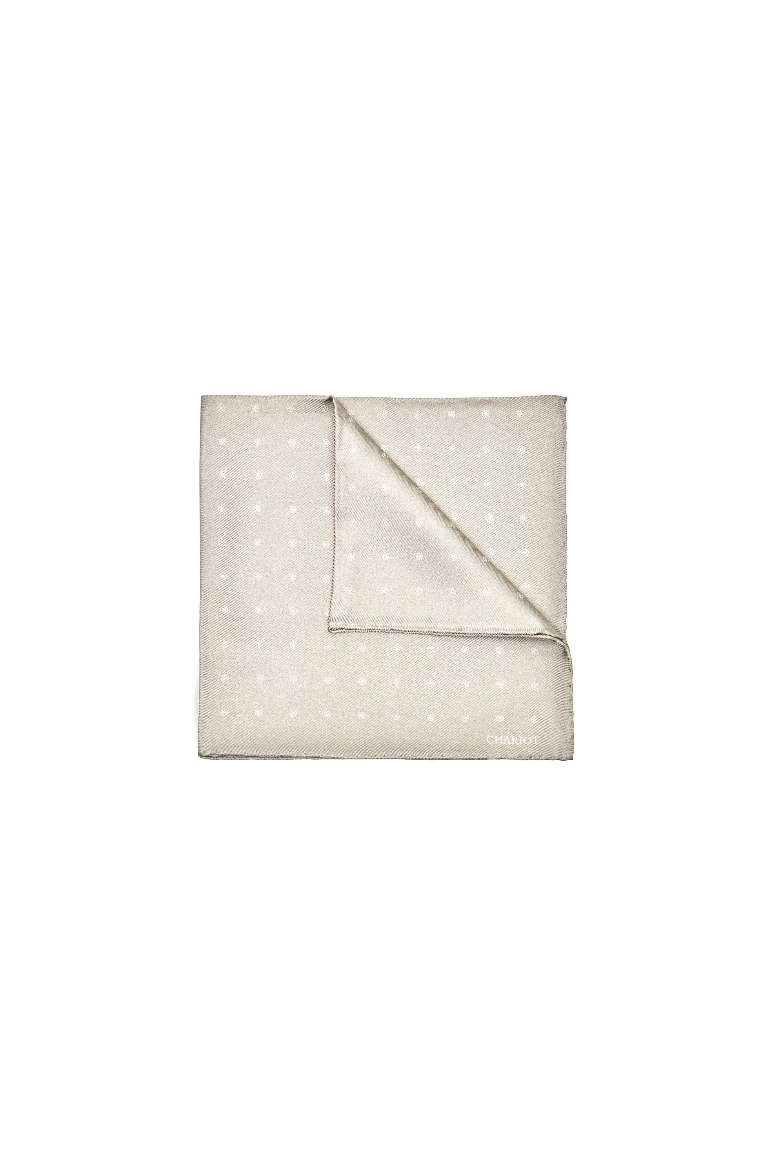BEIGE WHEEL SILK POCKET SQUARE