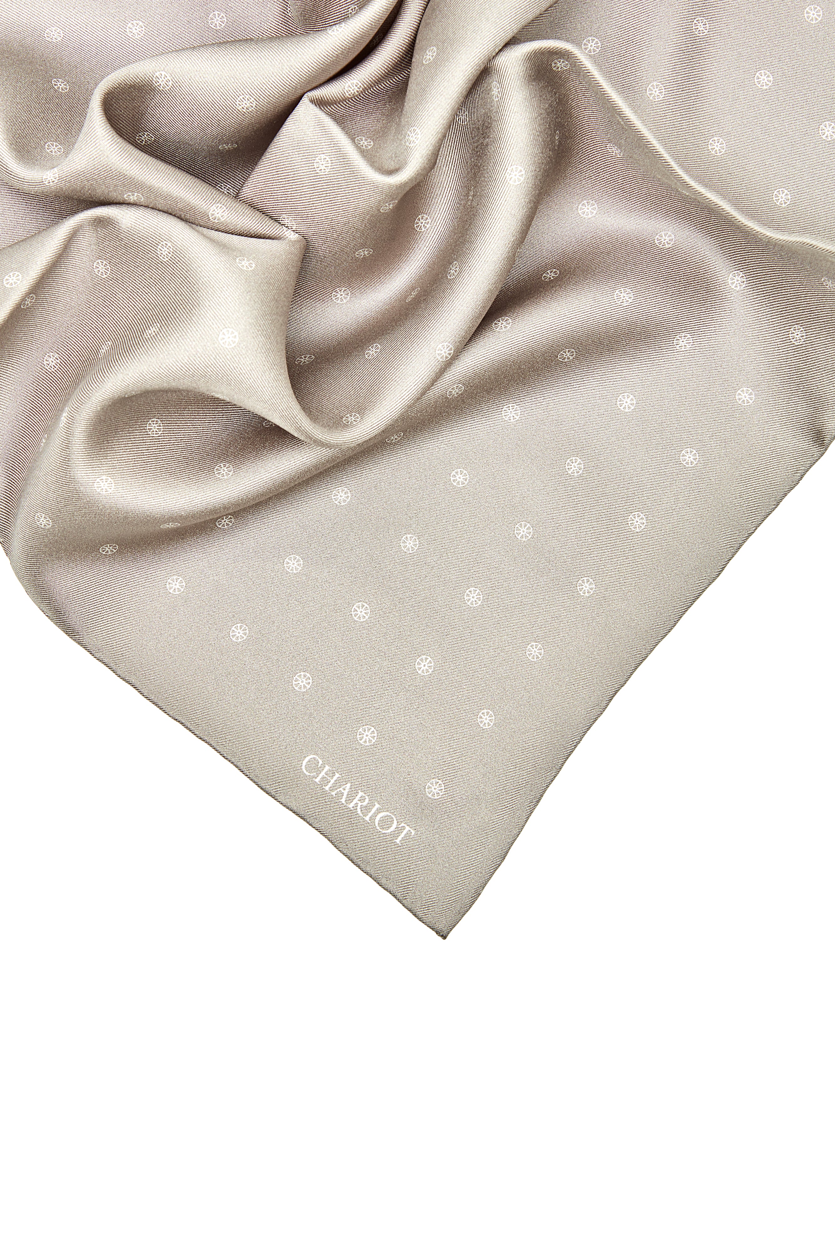 BEIGE WHEEL SILK POCKET SQUARE
