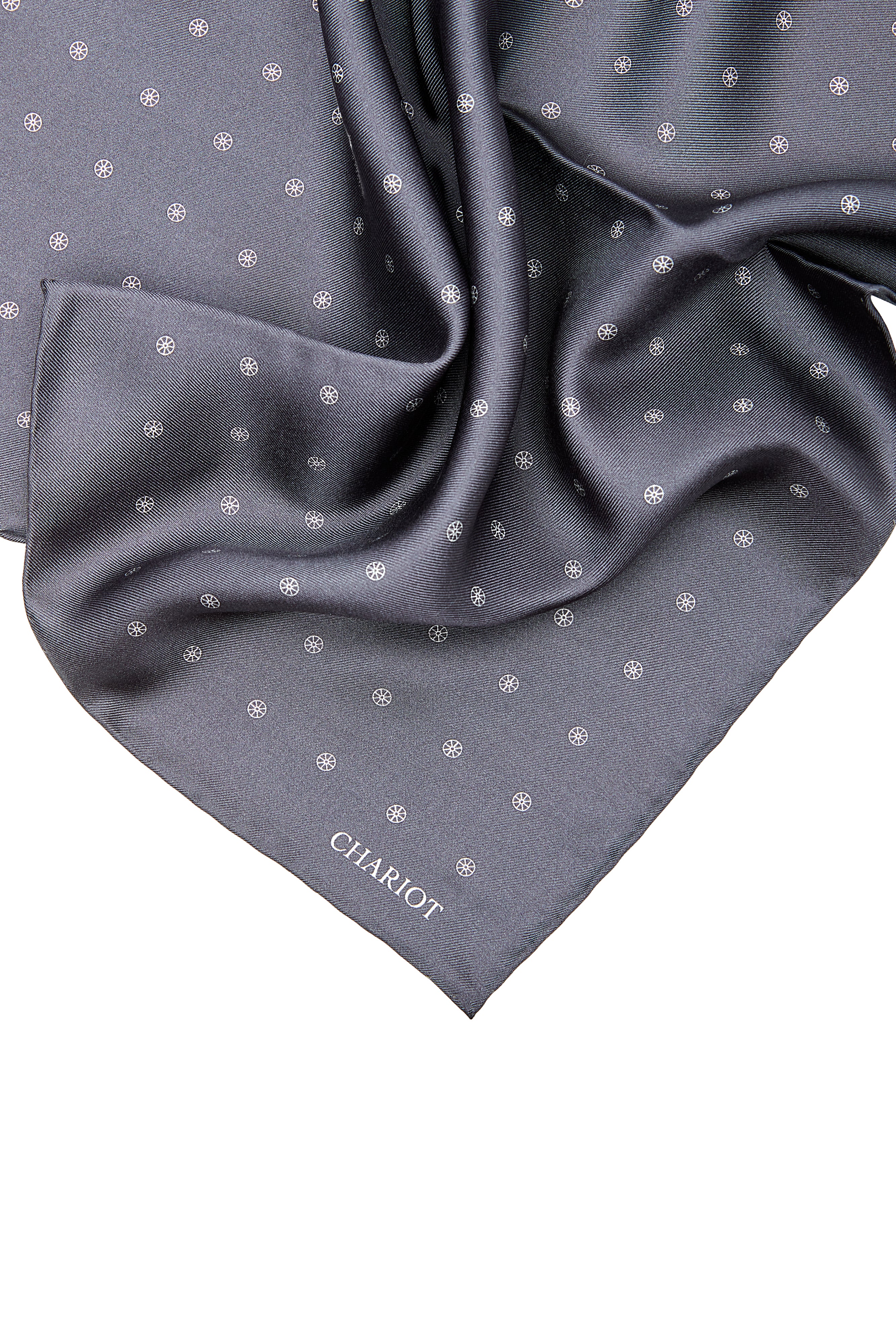 GRAY WHEEL SILK POCKET SQUARE