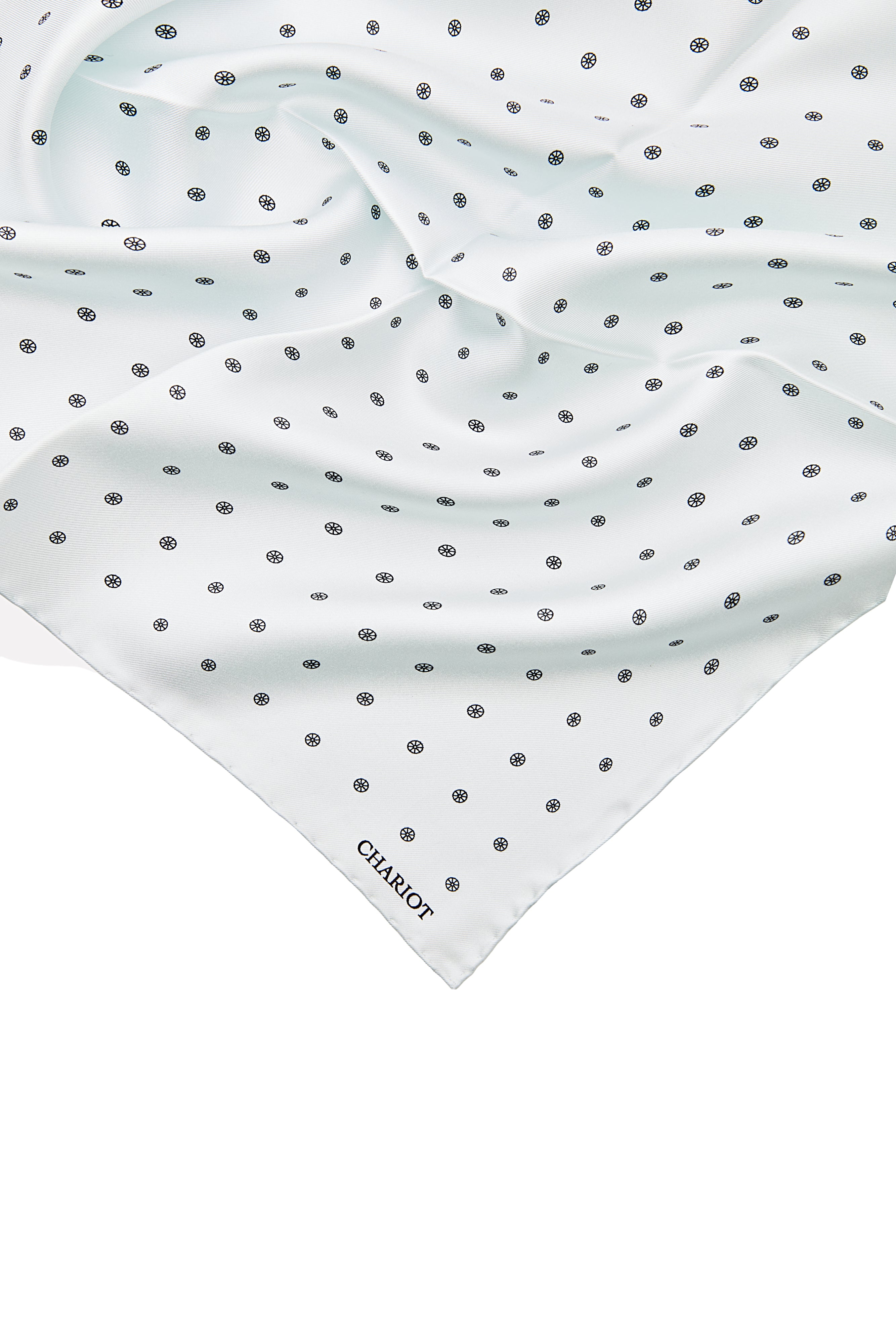 WHITE MONOGRAM SILK POCKET SQUARE