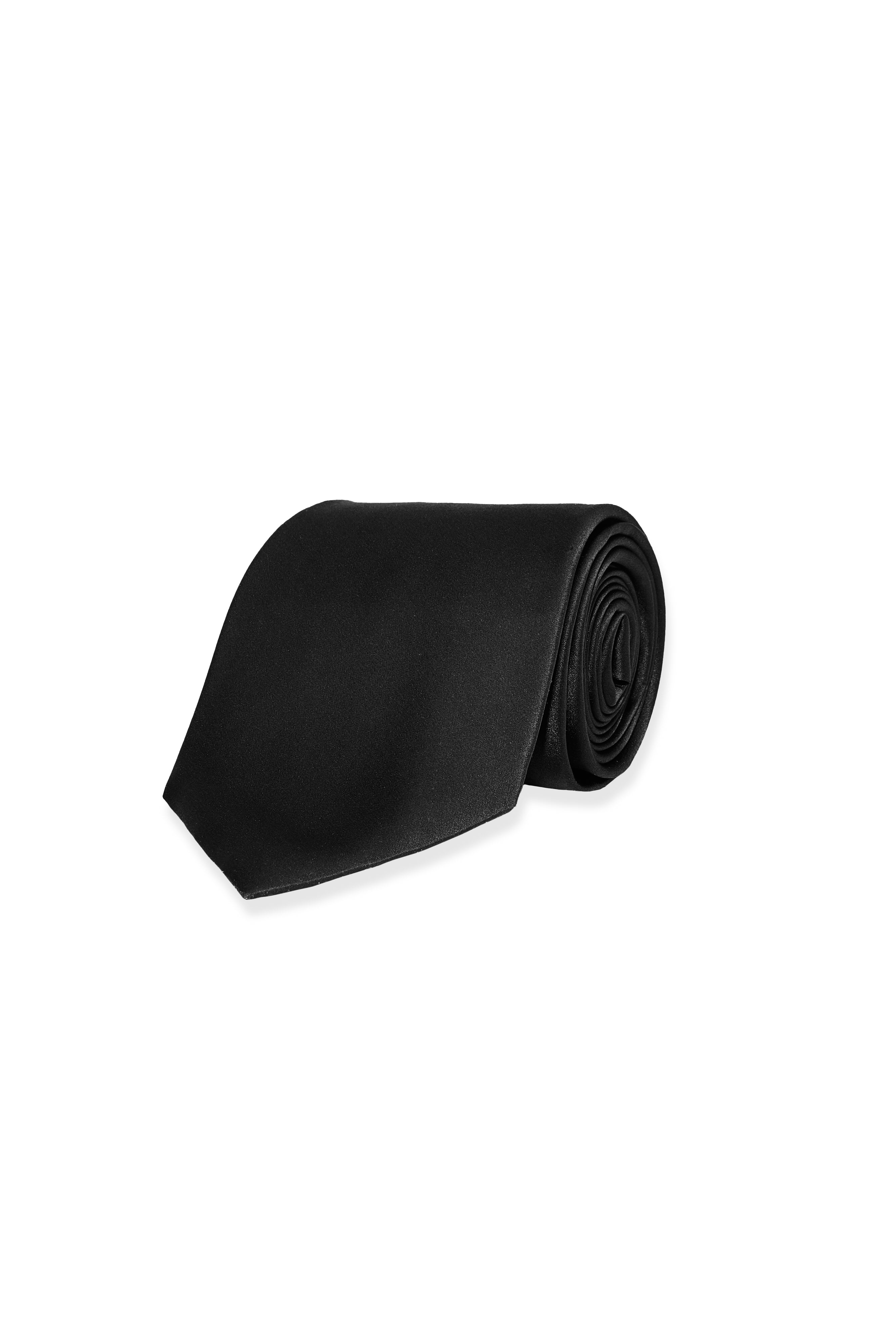 BLACK PLAIN SATIN SILK TIE