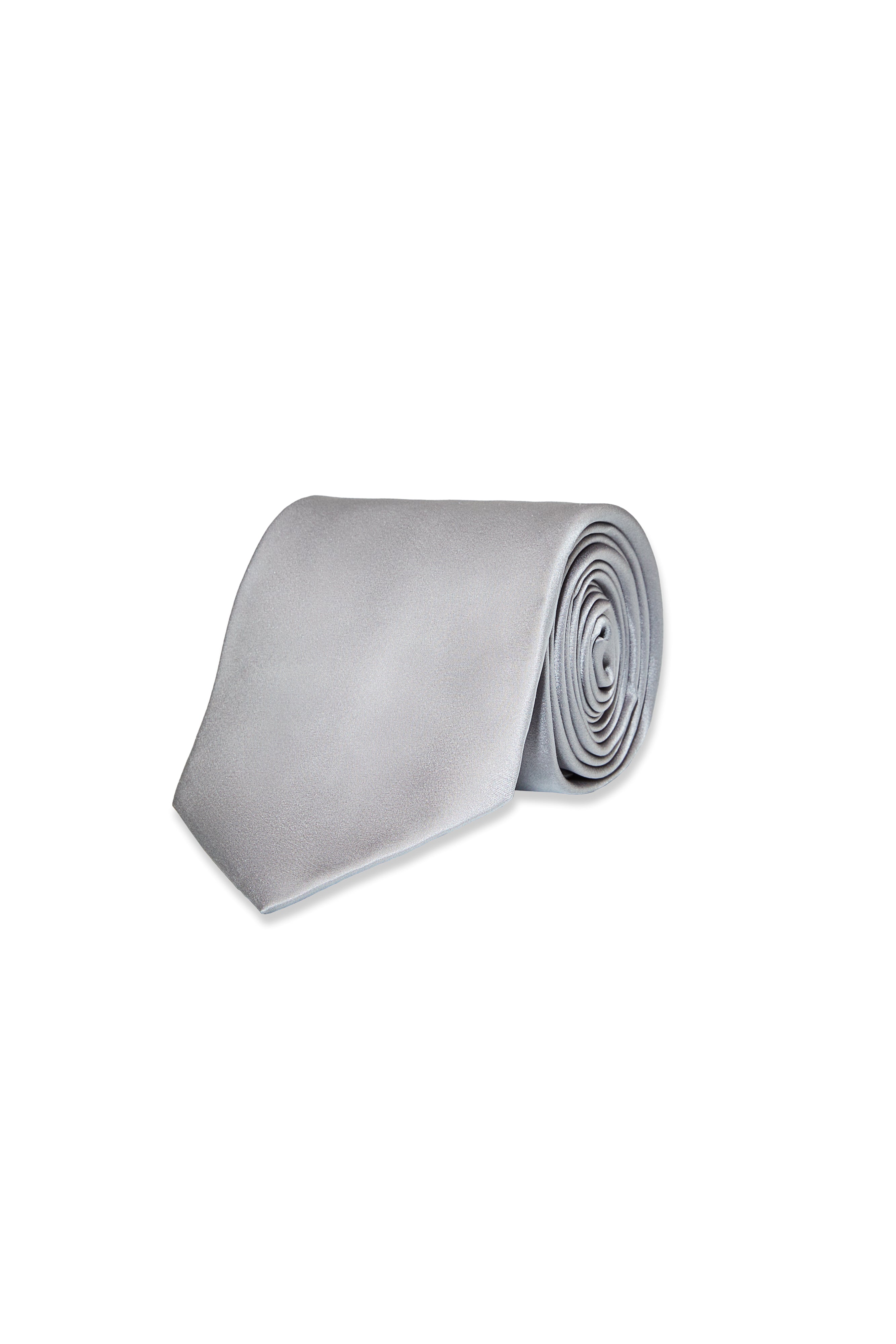 LIGHT GRAY PLAIN SATIN SILK TIE