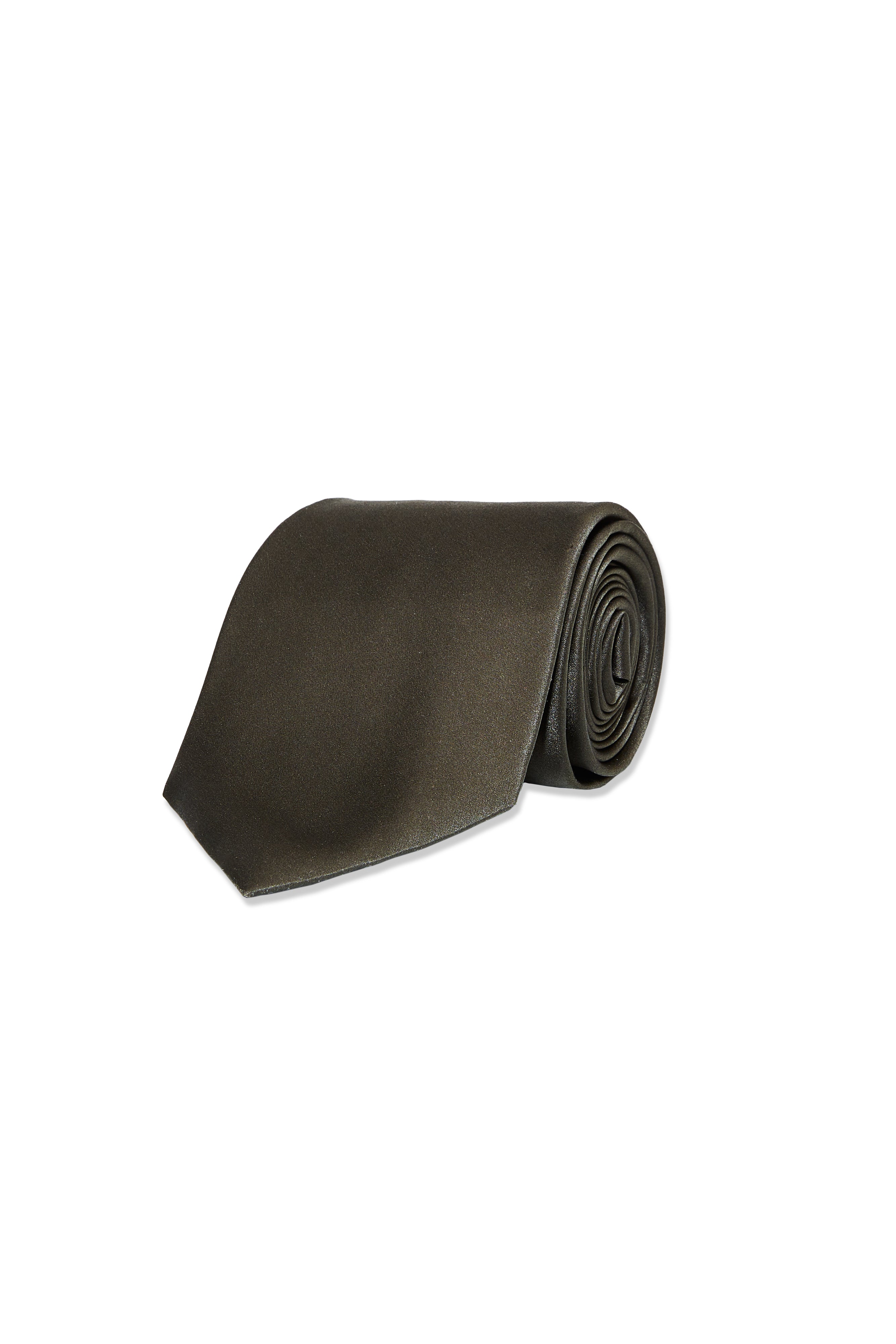 BROWN PLAIN SATIN SILK TIE