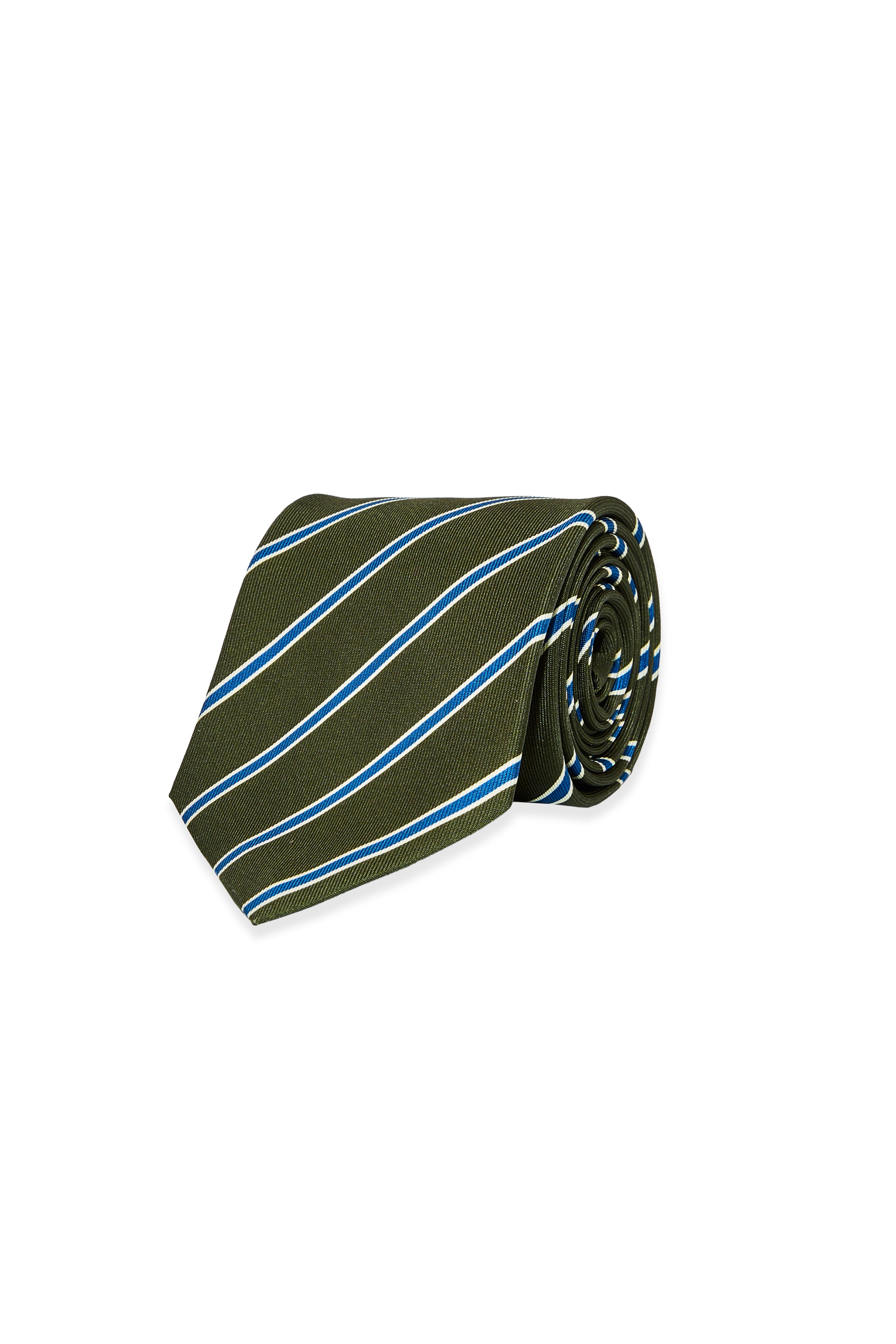 GREEN AND BLUE STRIPE SILK TIE