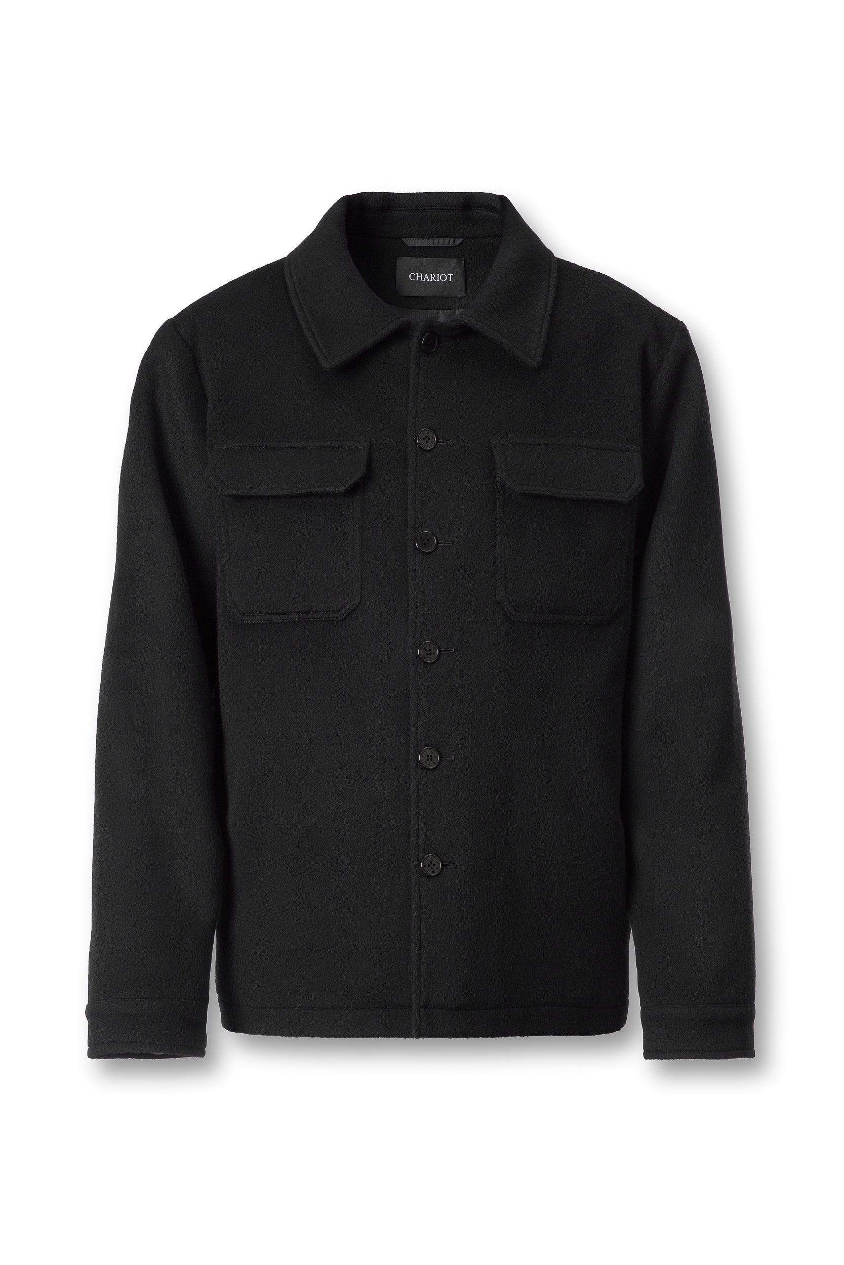 WOOL-CASHMERE BLACK OVERSHIRT