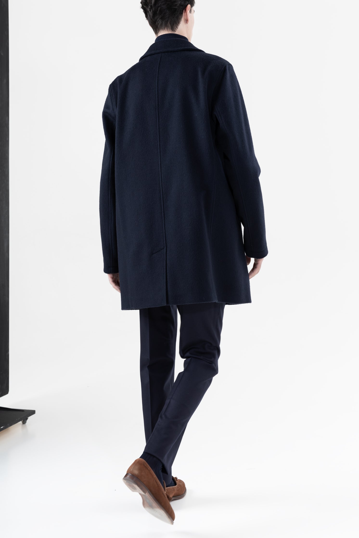 PURE NEW WOOL AND CASHMERE OVERCOAT NAVY