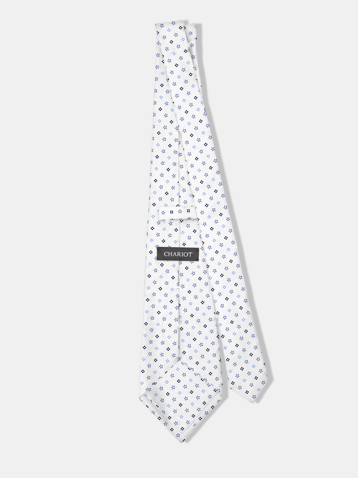 White Printed Silk Tie
