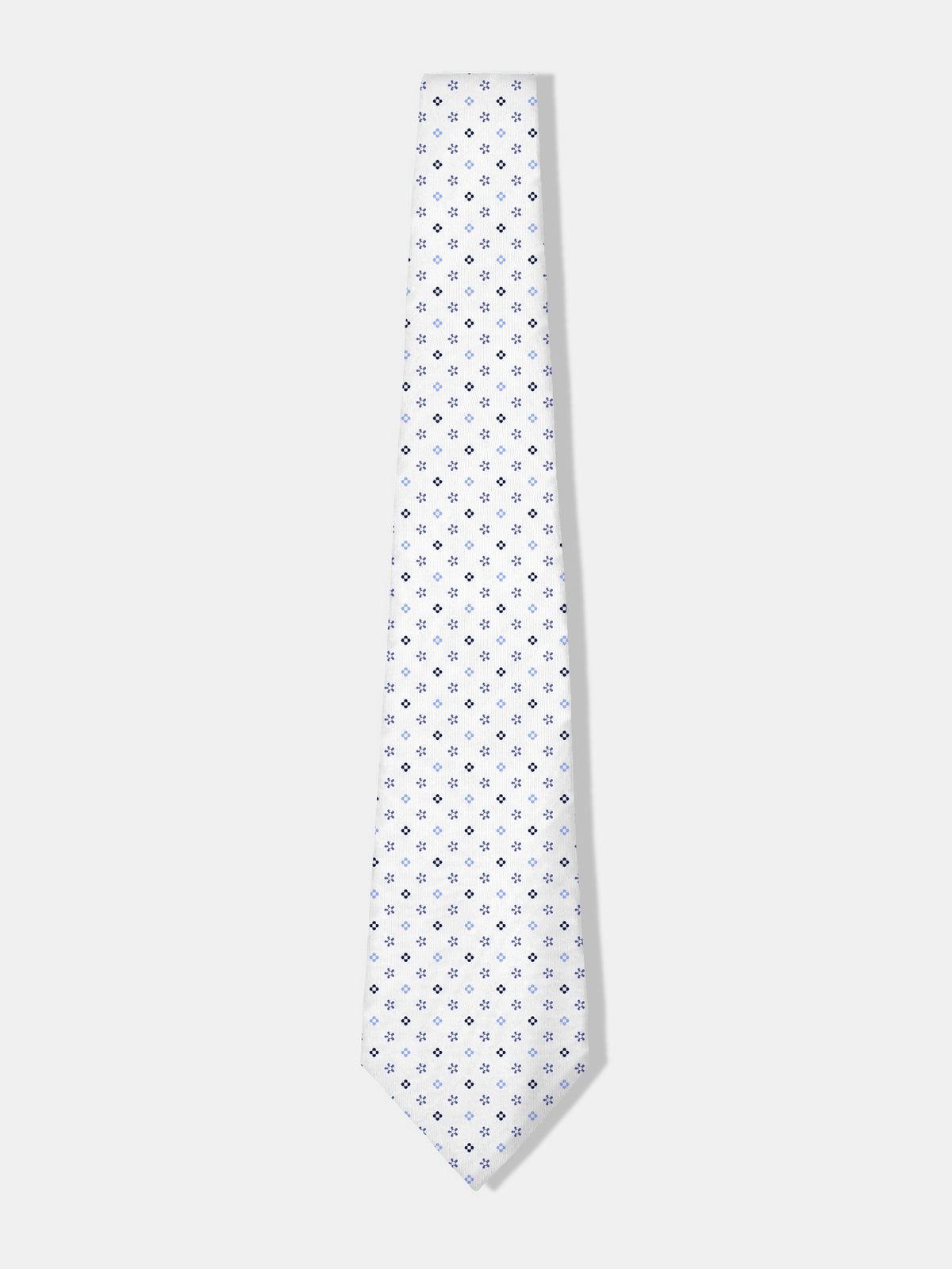 White Printed Silk Tie