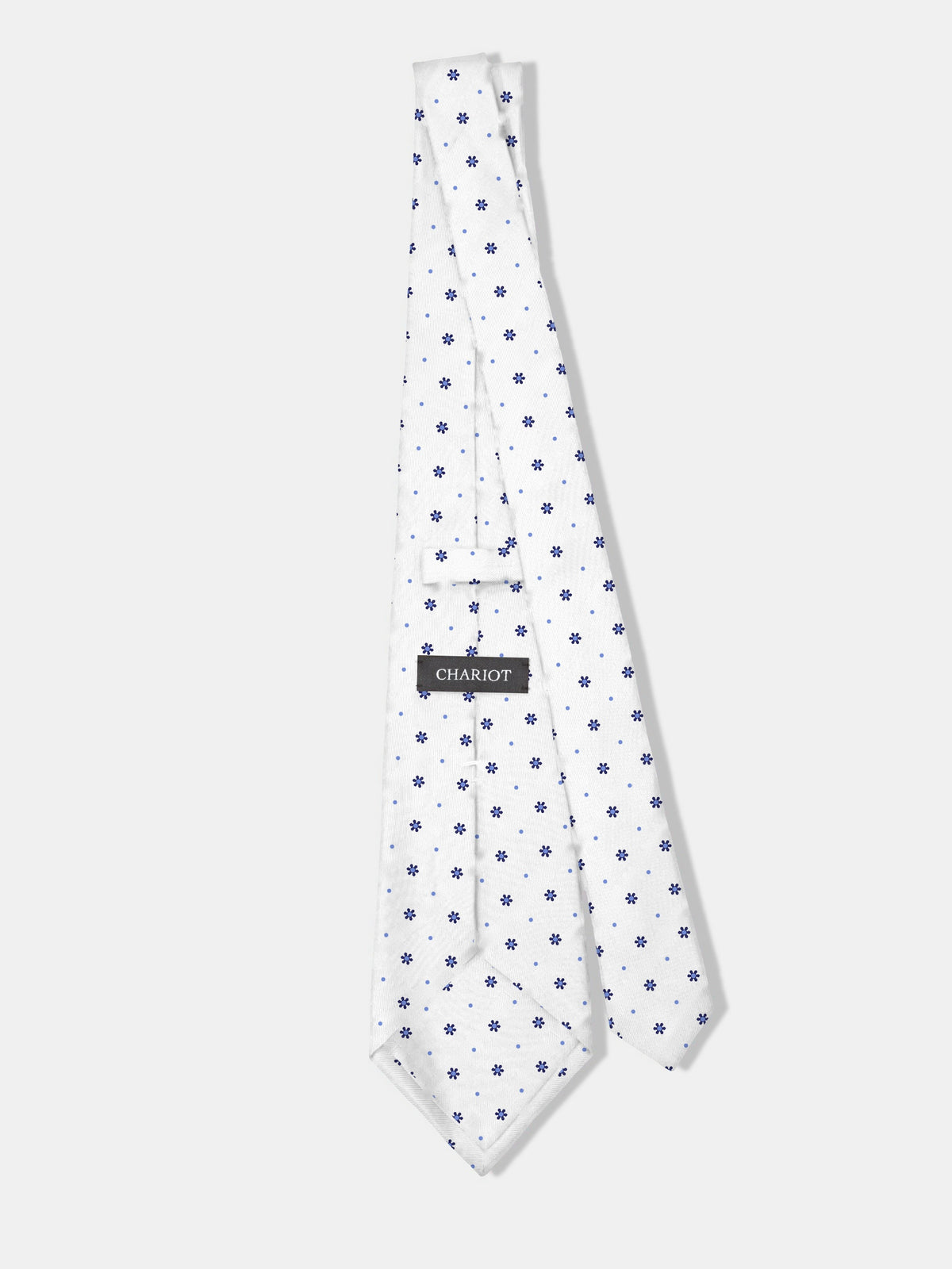 White Printed Silk Tie