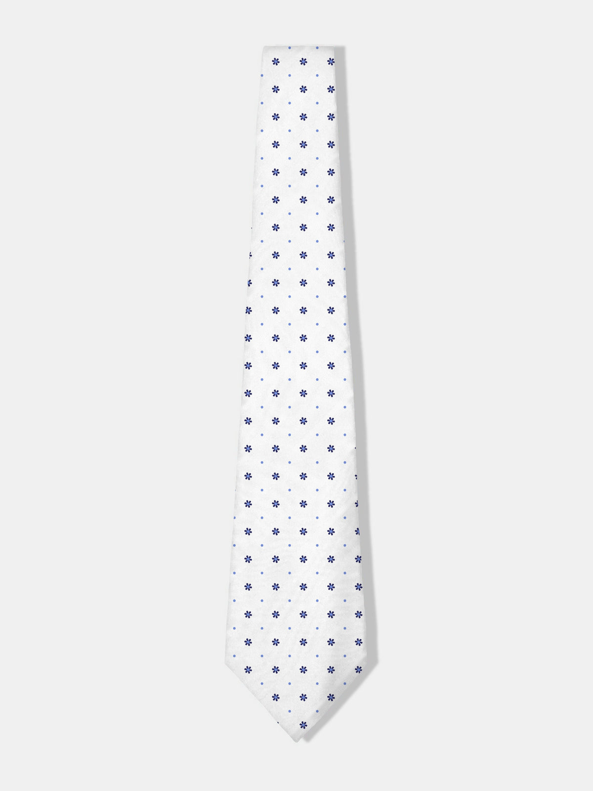 White Printed Silk Tie