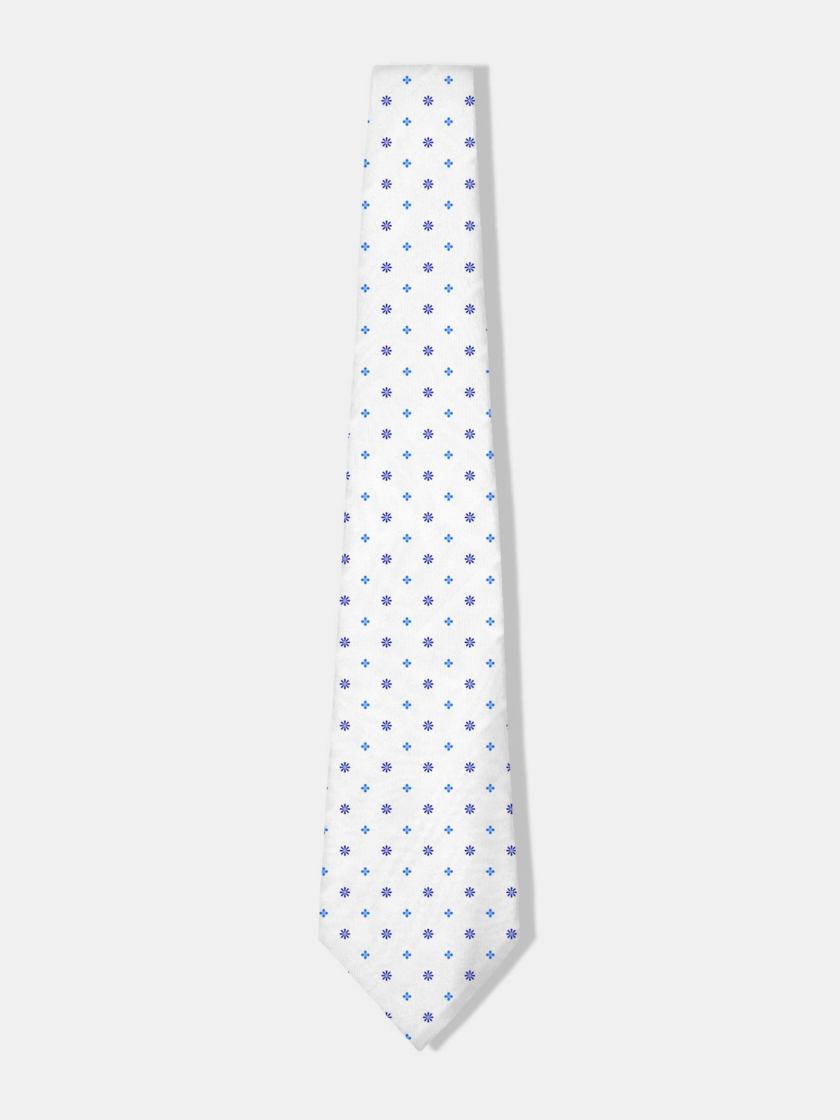White Printed Silk Tie