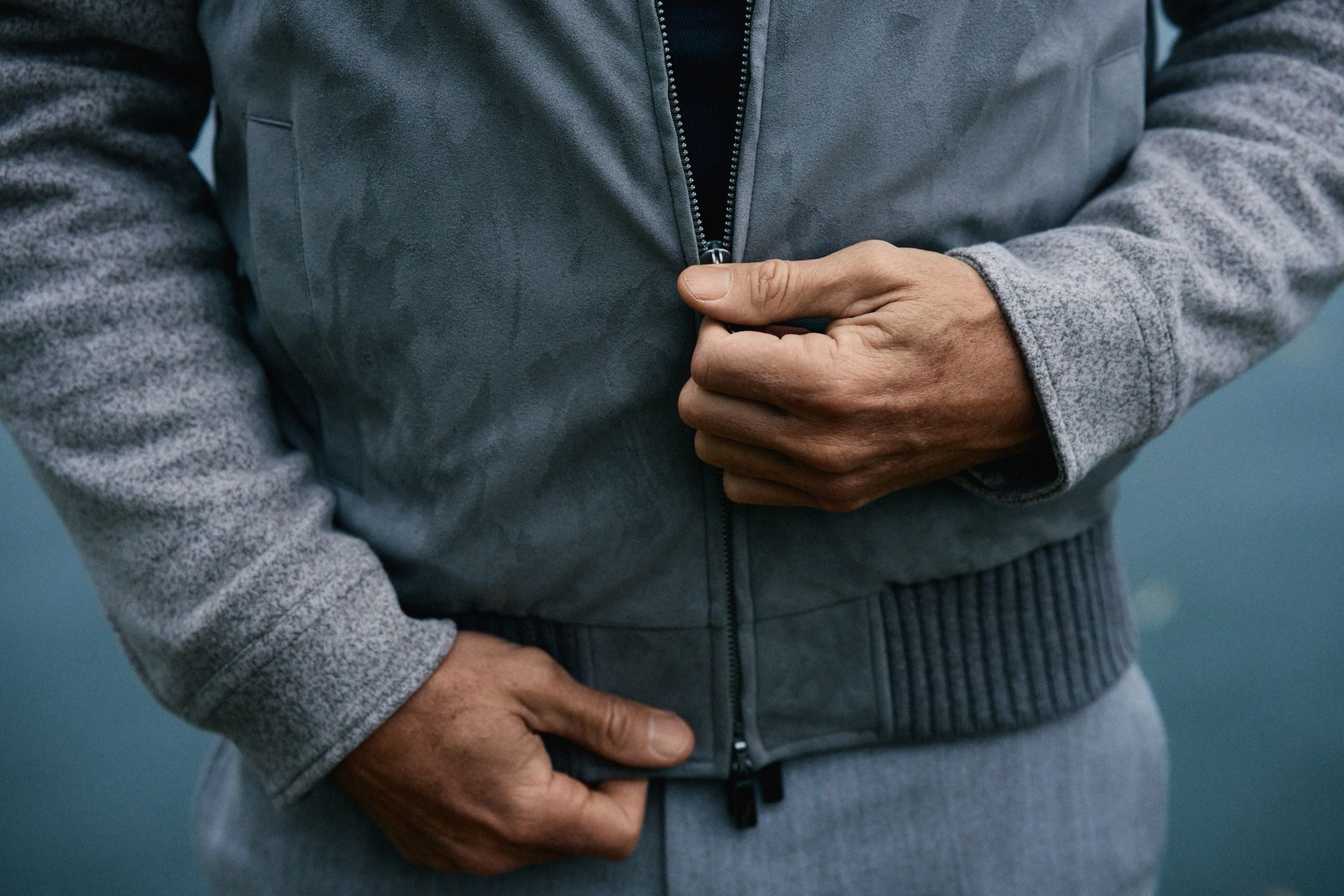 Wool-Cotton Bomber Jacket Beige